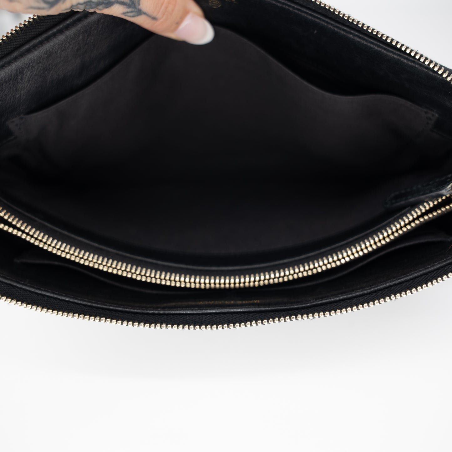 Chanel Boy Clutch Black and Gold Calfskin Medium