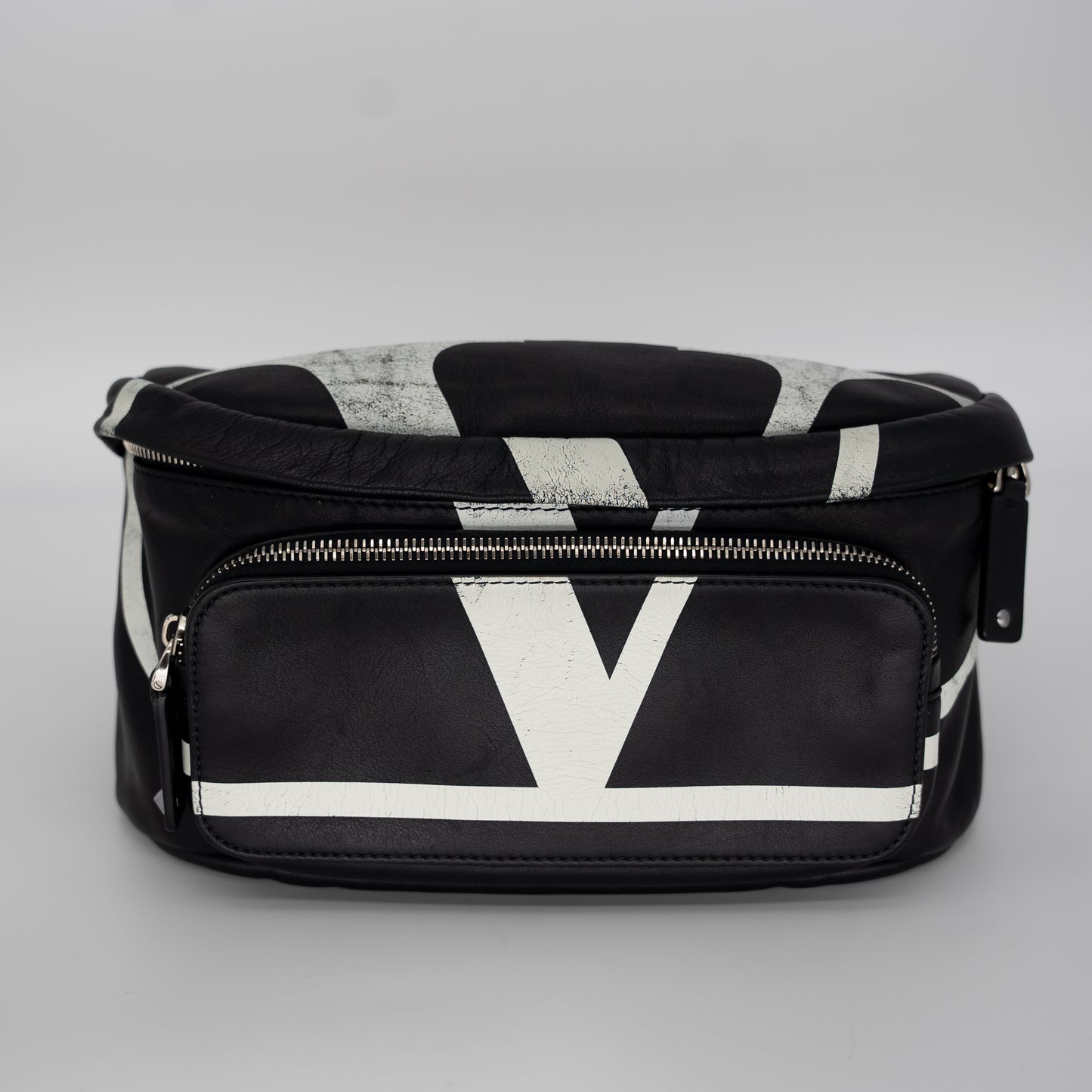 Valentino Garavani Calfskin Go Logo Black White Belt Bag
