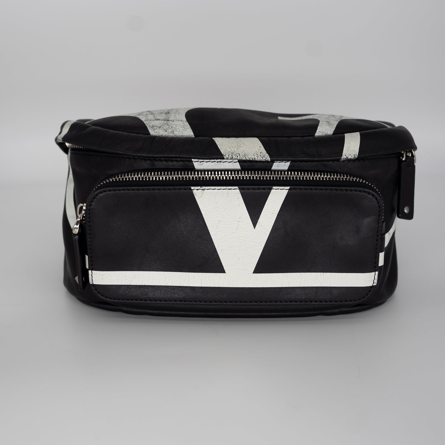 Valentino Garavani Calfskin Go Logo Black White Belt Bag