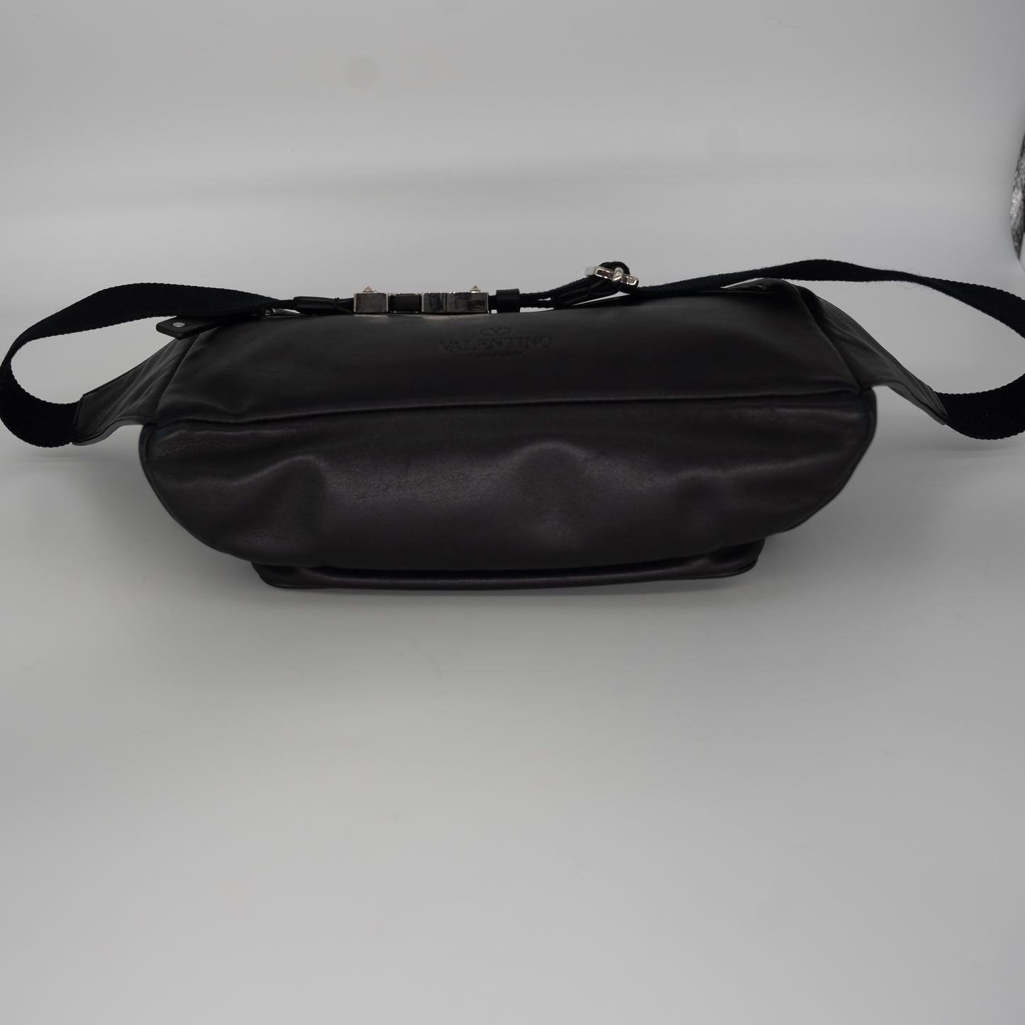 Valentino Garavani Calfskin Go Logo Black White Belt Bag