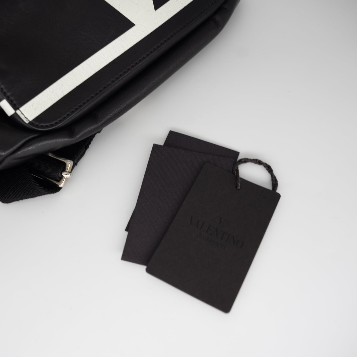Valentino Garavani Calfskin Go Logo Black White Belt Bag
