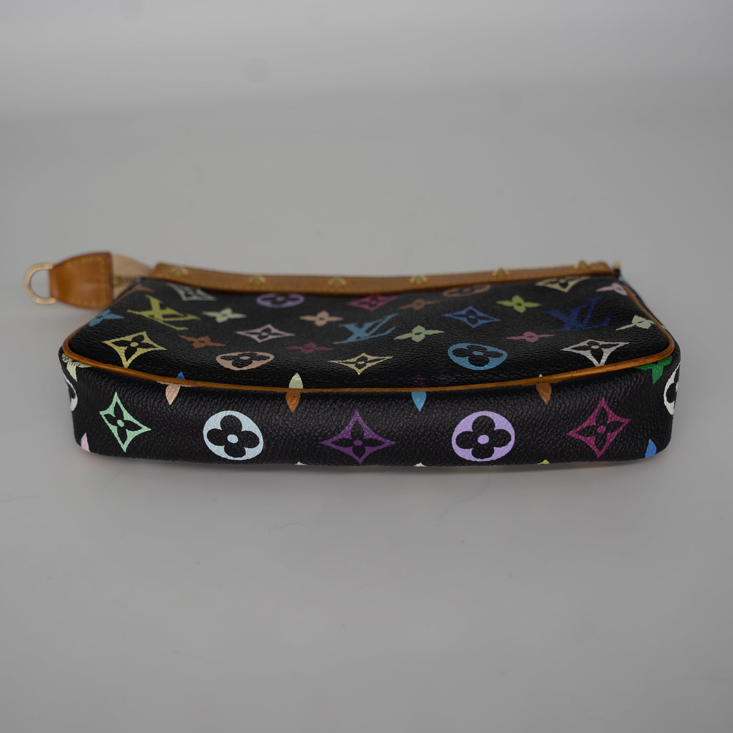 Louis Vuitton Limited Edition Takashi Murakami Multicolor Black Pochette + Crossbody Strap