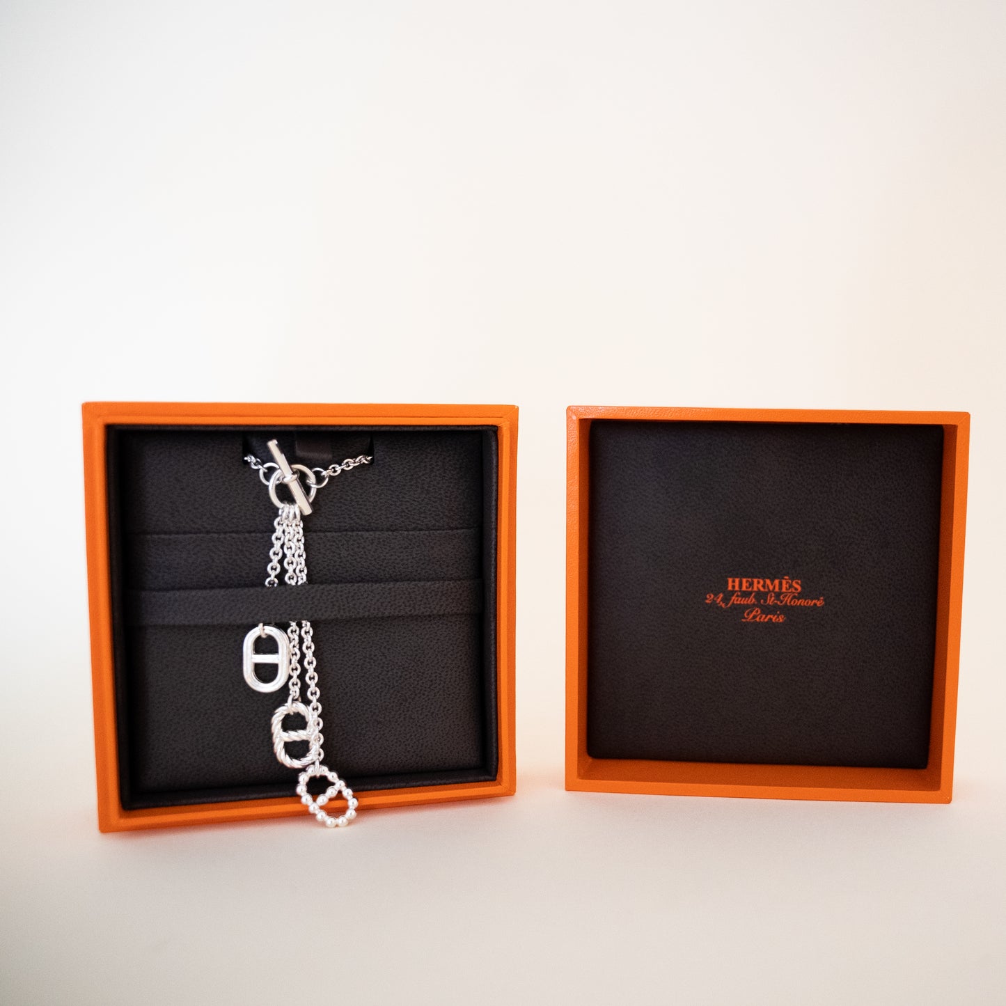 Hermes Chaine d'Ancre Parade Lariat Necklace Sterling Silver