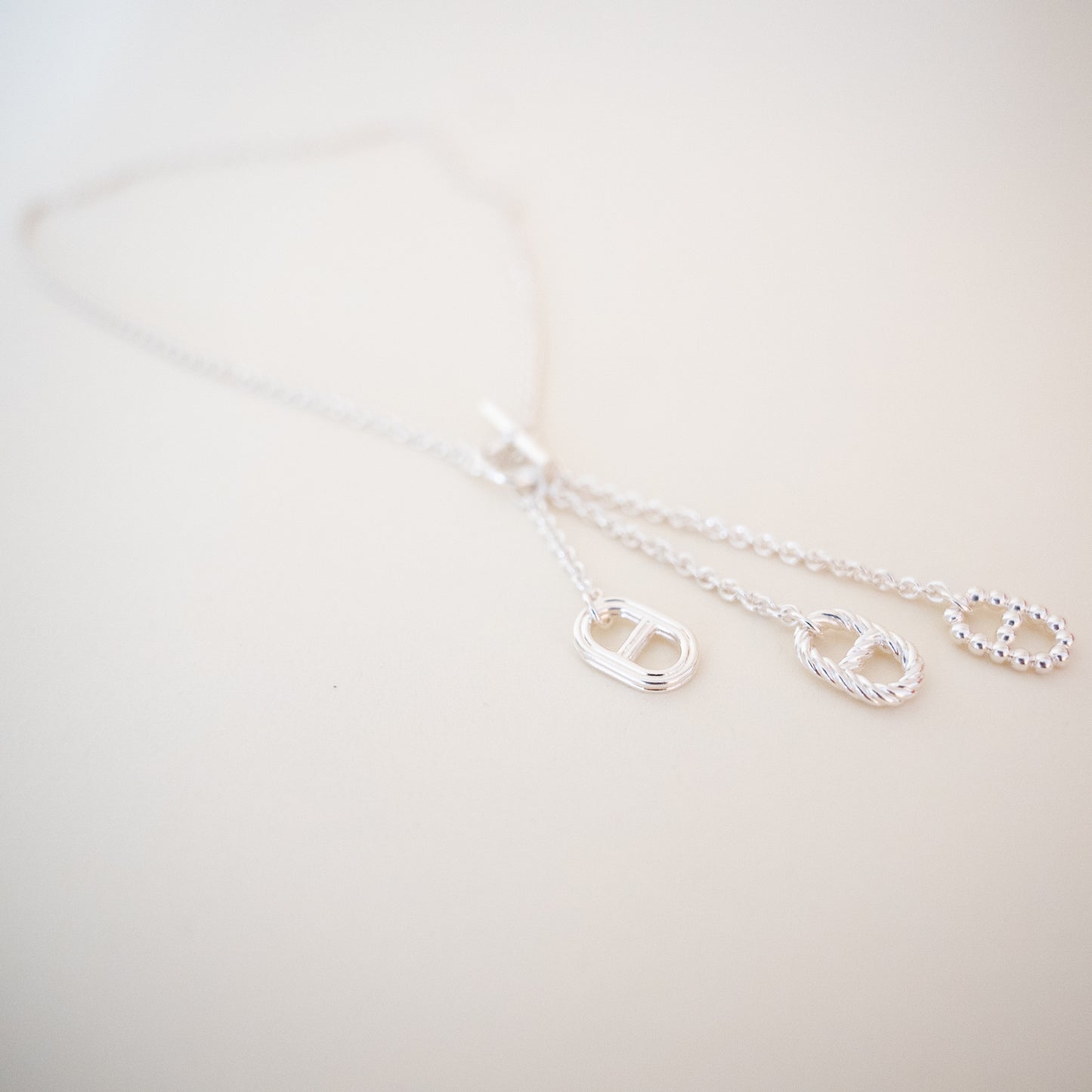 Hermes Chaine d'Ancre Parade Lariat Necklace Sterling Silver