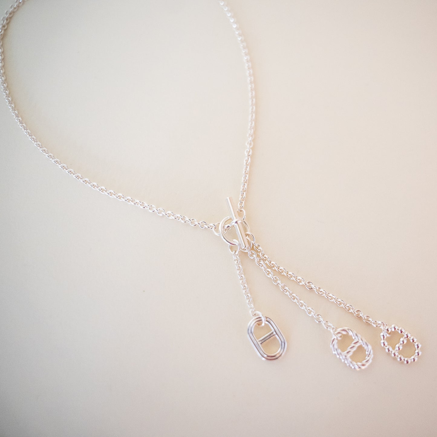 Hermes Chaine d'Ancre Parade Lariat Necklace Sterling Silver