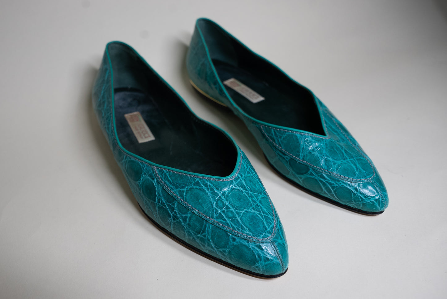 Gucci Alligator Flats - Blue Size 38