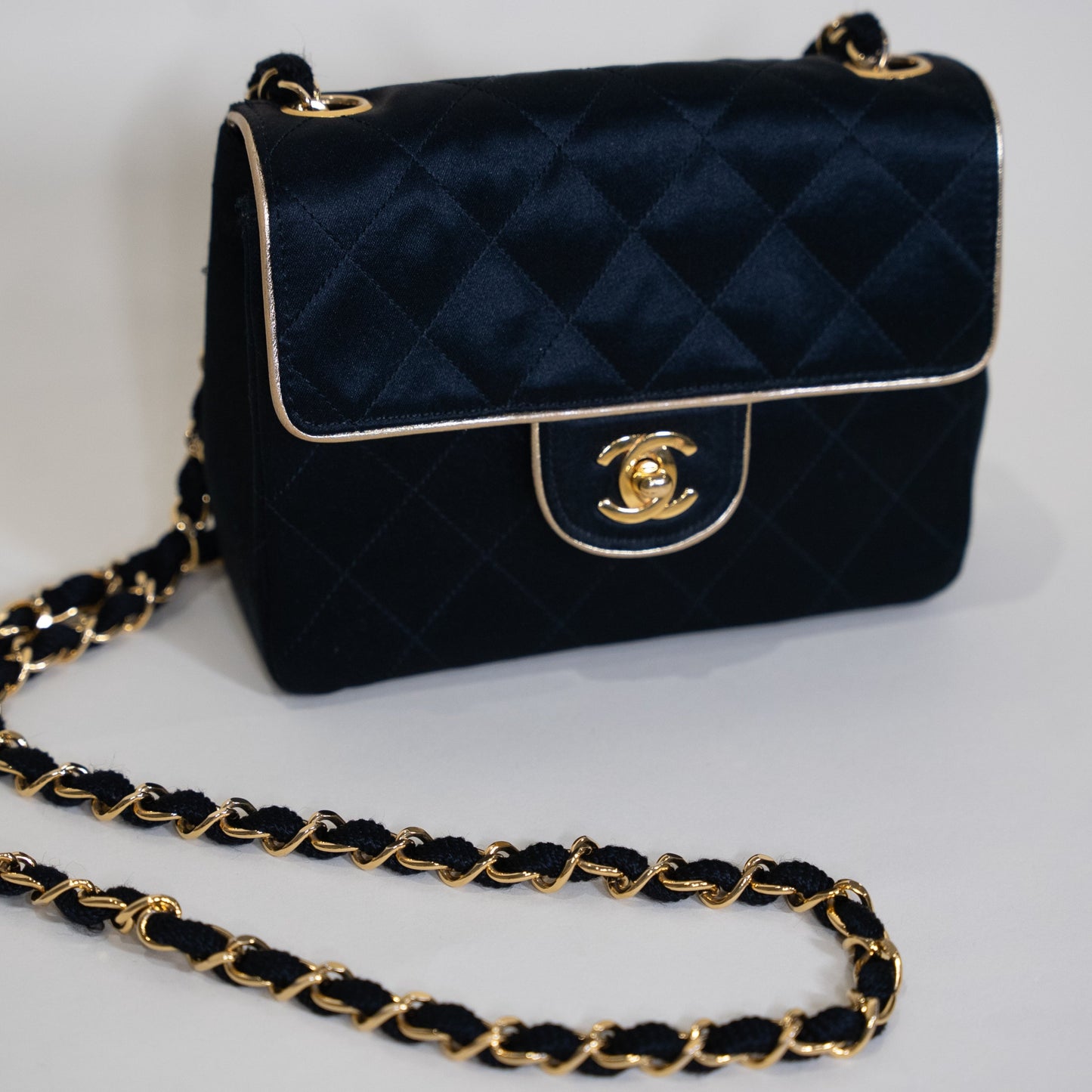 Chanel Classic Mini Square Chain CC Turn Lock Rare 1990s