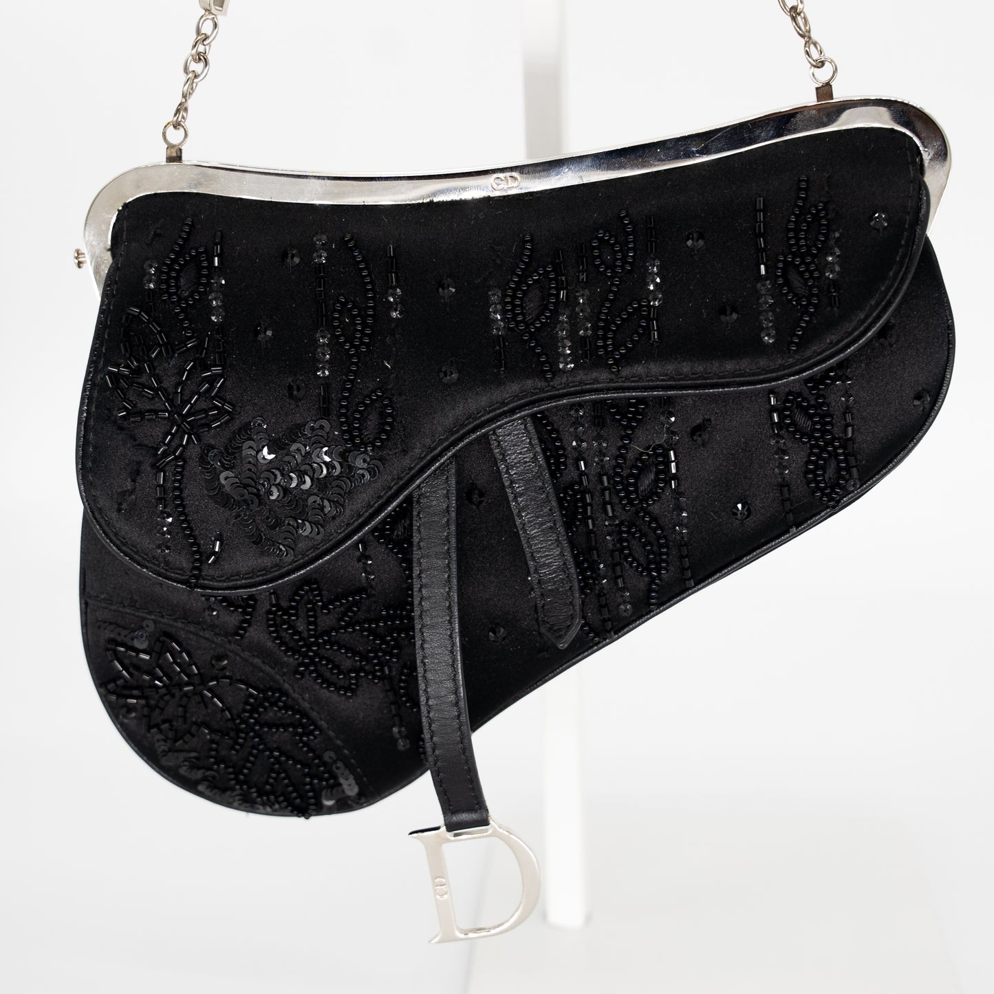 Christian Dior Embellished Beaded Black Mini Saddle Bag Limited Edition - Rare