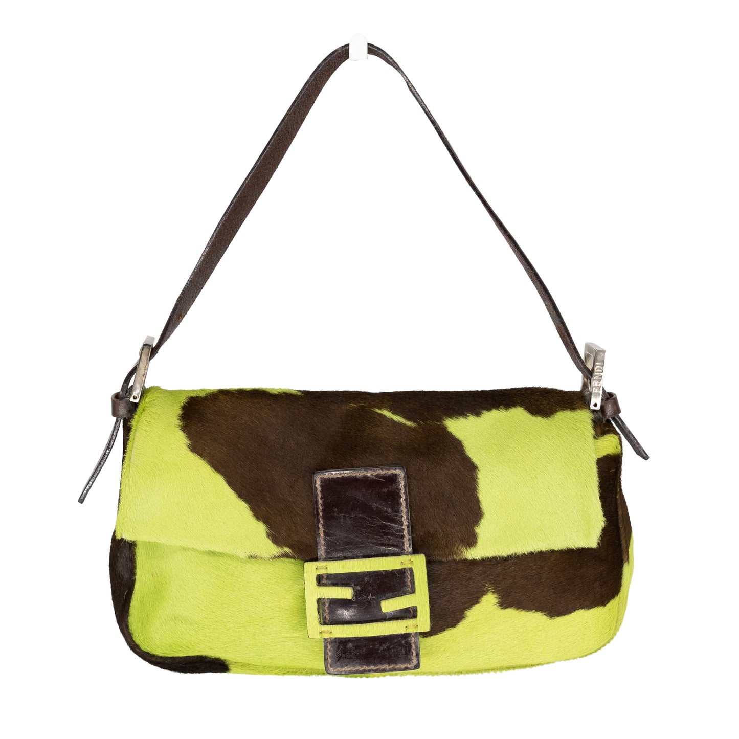 Fendi Baguette Vintage Pony Hair Green Cow Print Rare