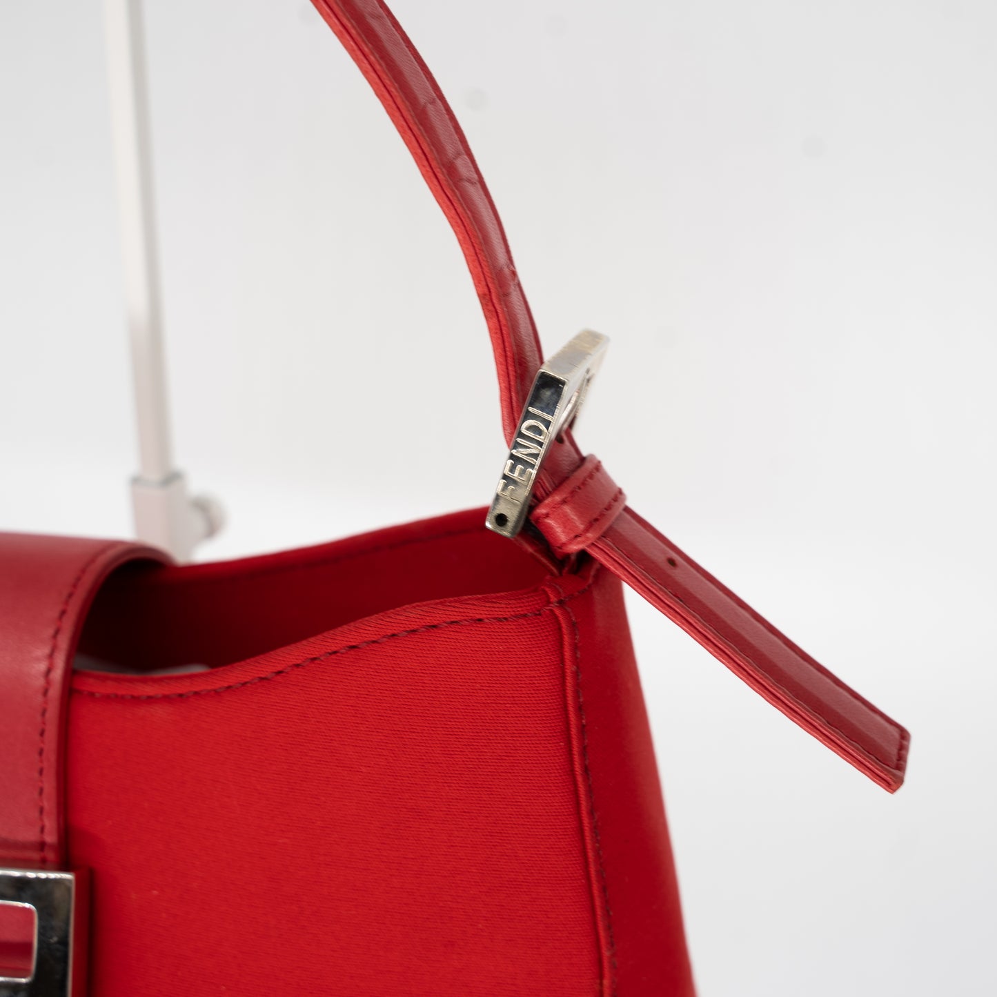 Fendi Neoprene Leather Red Bucket Baguette