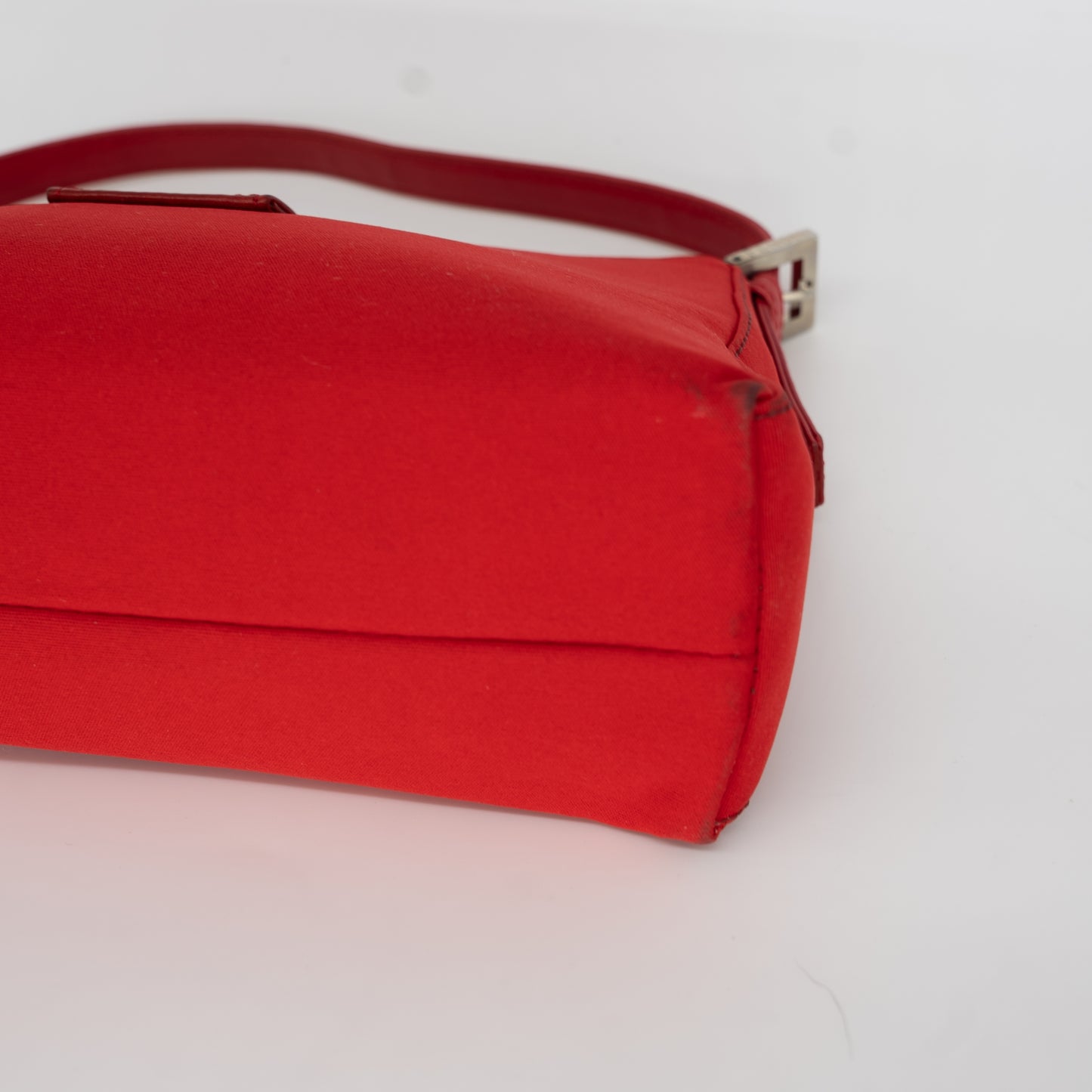 Fendi Neoprene Leather Red Bucket Baguette