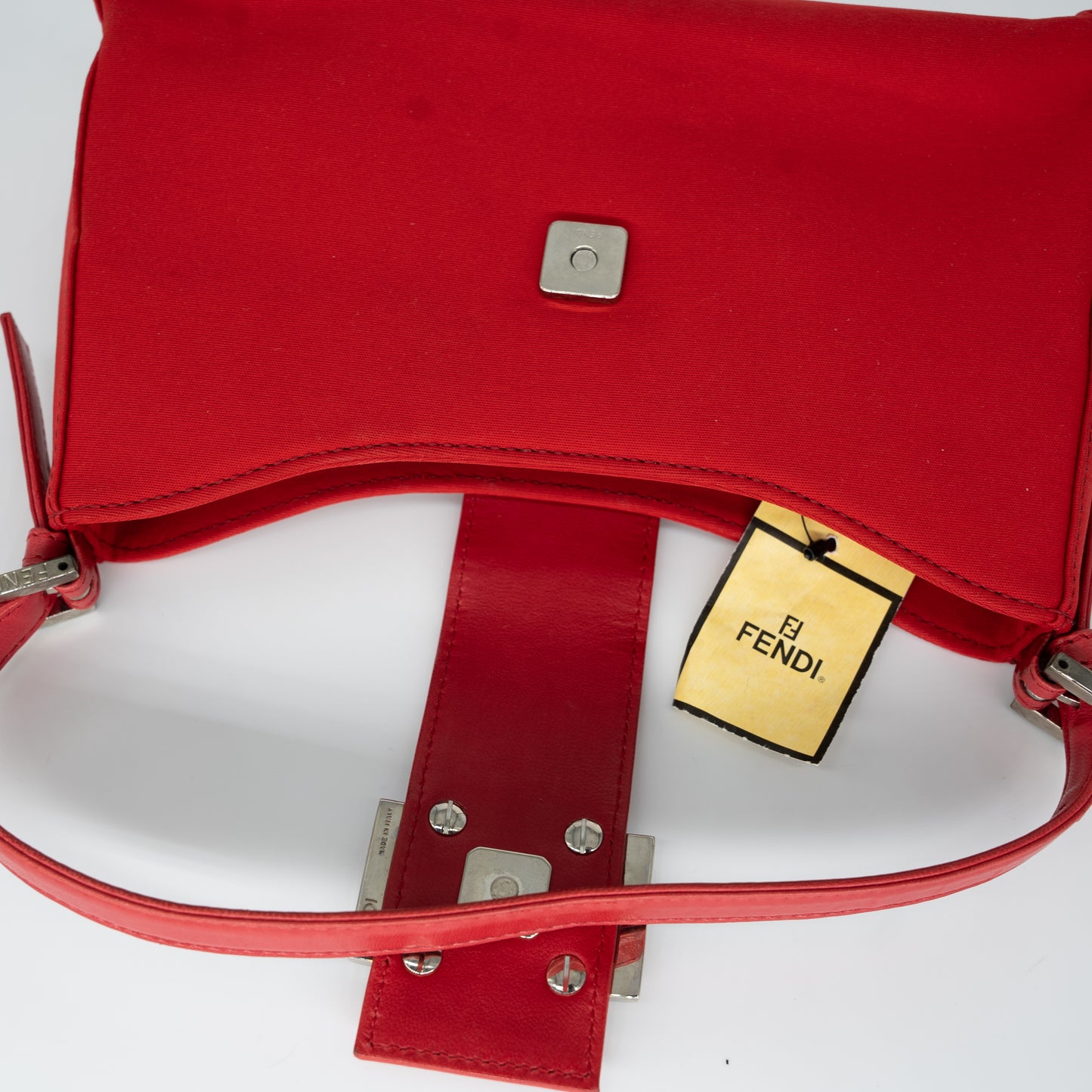 Fendi Neoprene Leather Red Bucket Baguette