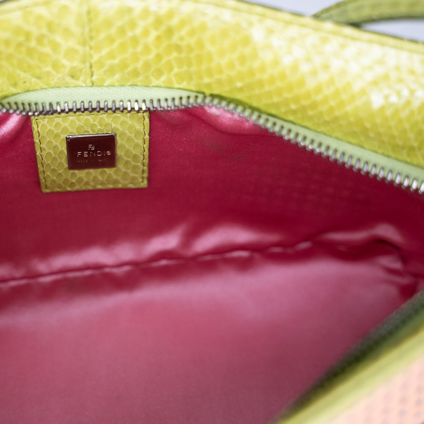 Fendi FF Logo Patent Leather Python Pochette