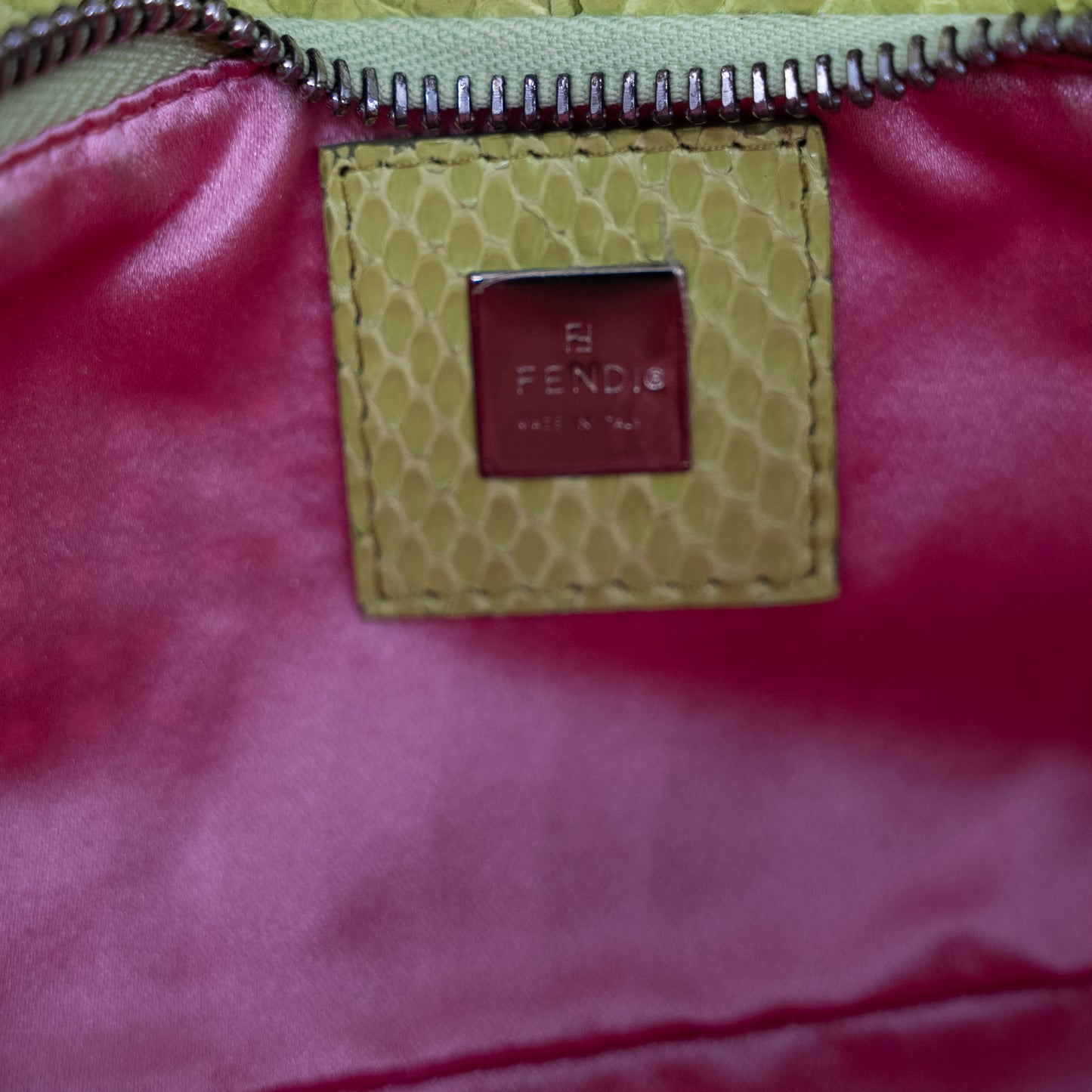 Fendi FF Logo Patent Leather Python Pochette