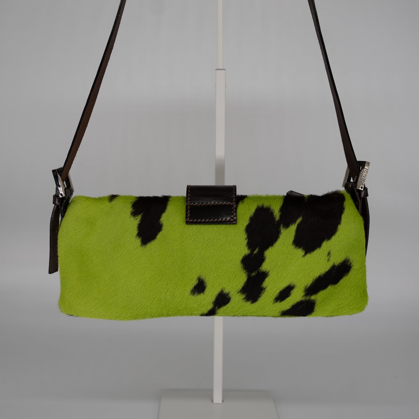 Fendi Green Cow Print Pony Hair Baguette