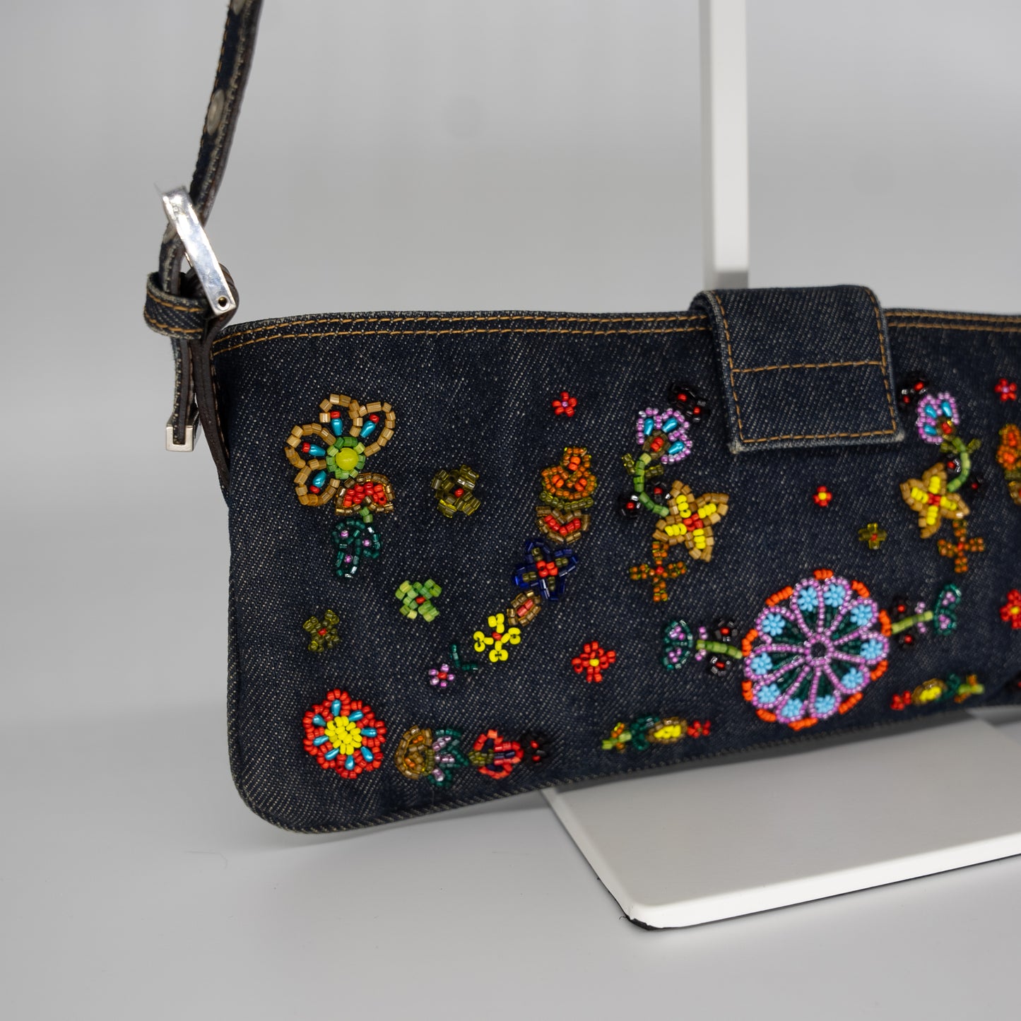 Fendi Beaded Denim Baguette