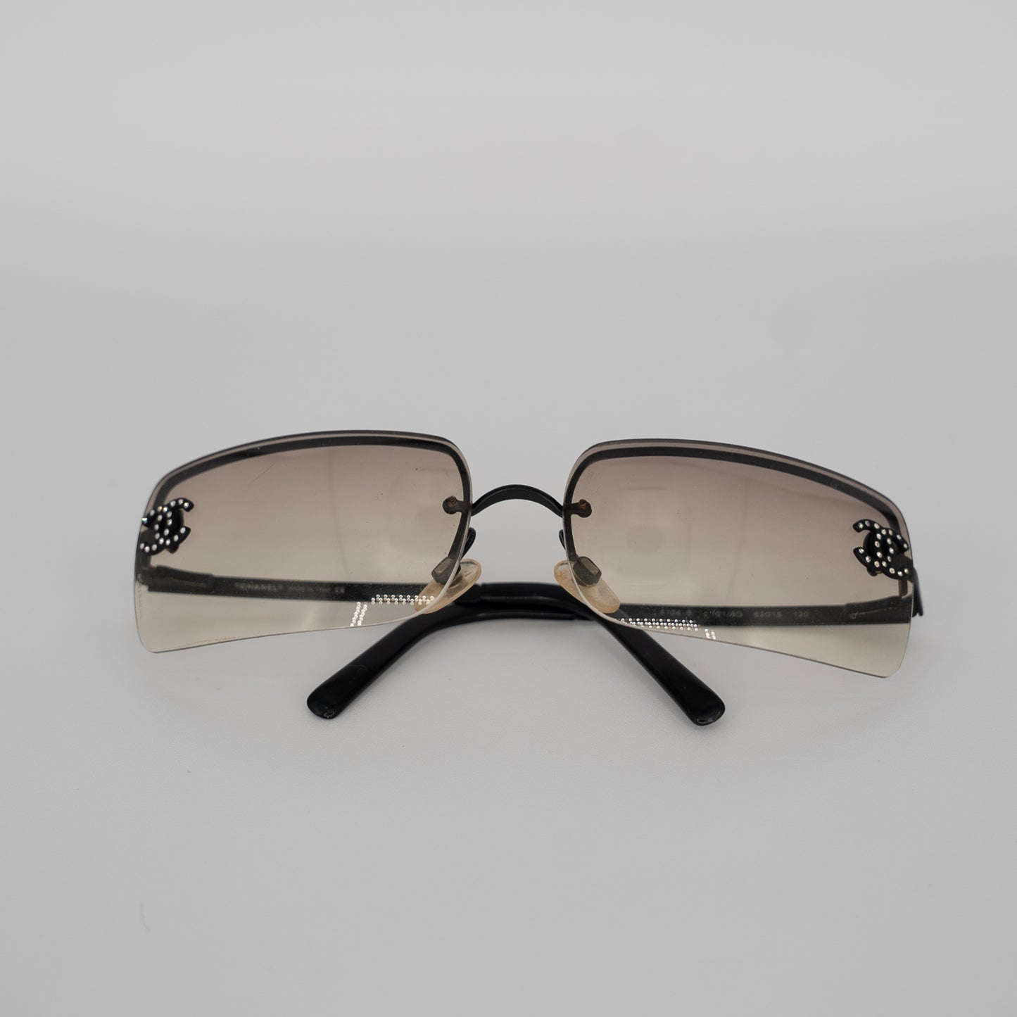 Chanel Sunglasses Vintage CC Black Ombre Crystal