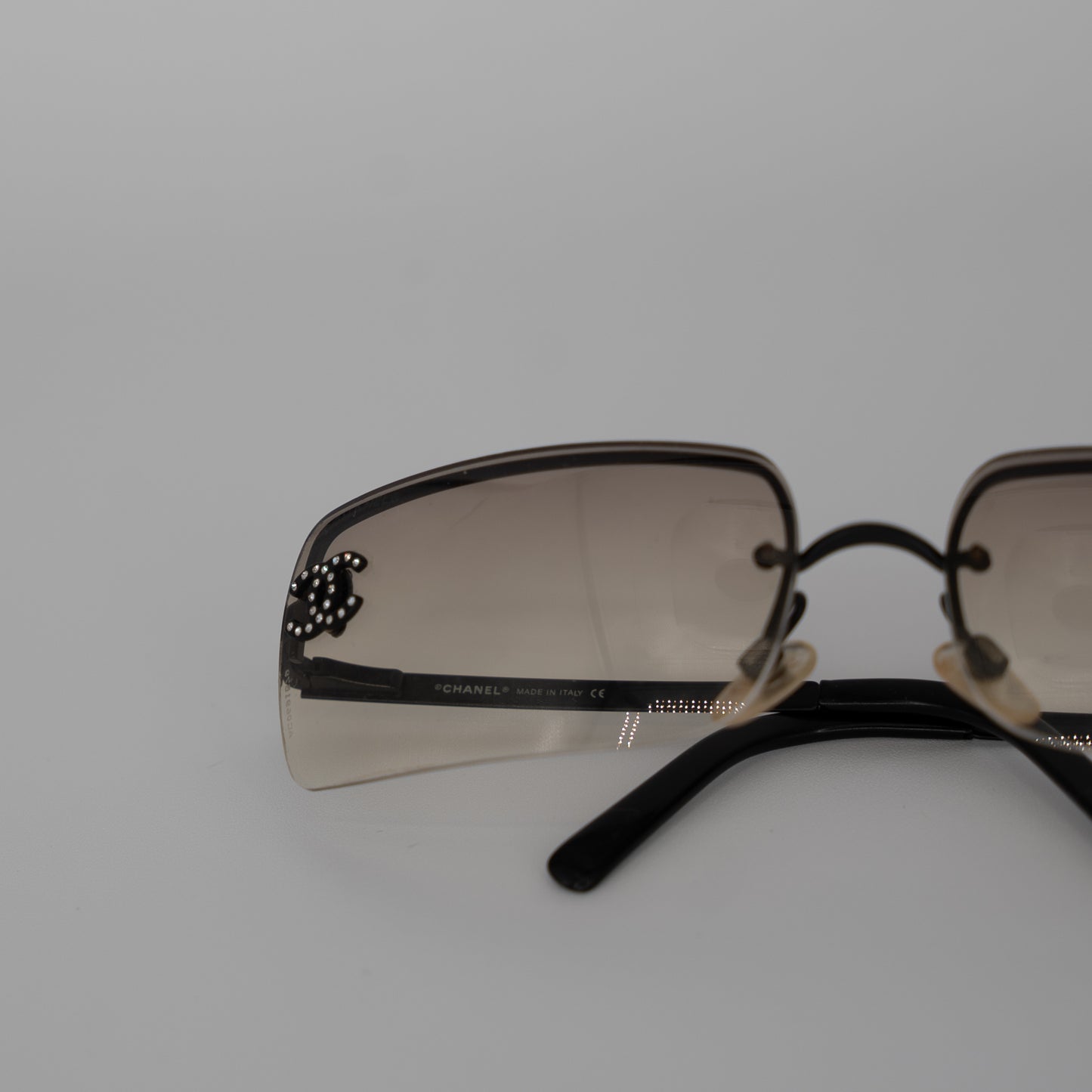 Chanel Sunglasses Vintage CC Black Ombre Crystal
