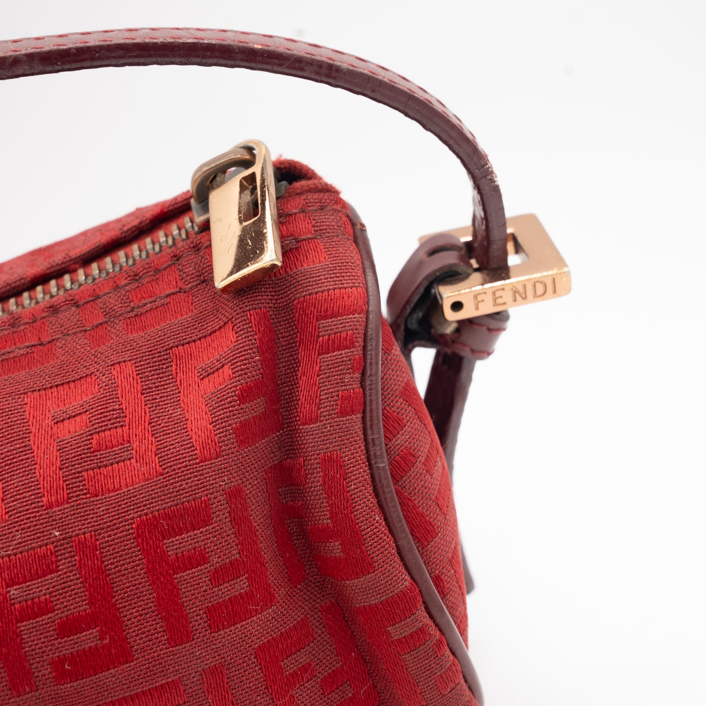 Fendi Vintage Pochette Red Canvas Cylinder Mini Handbag