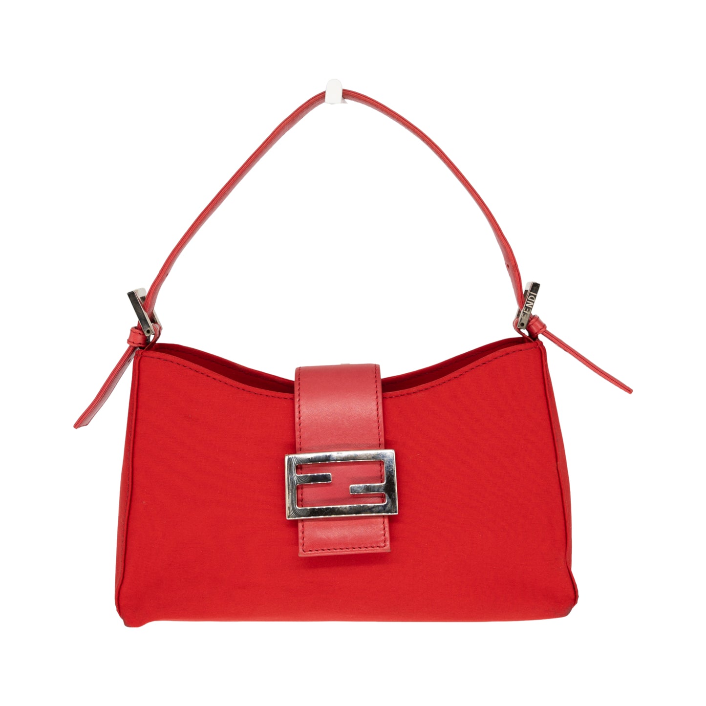 Fendi Neoprene Leather Red Bucket Baguette