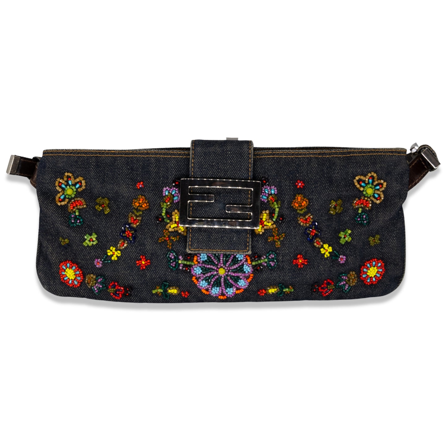 Fendi Beaded Denim Baguette