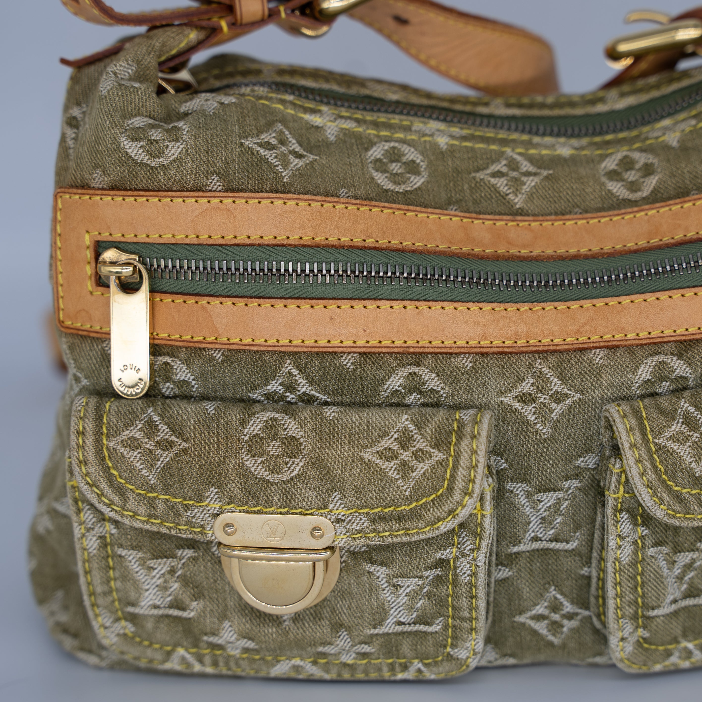 Louis vuitton green denim bag hot sale