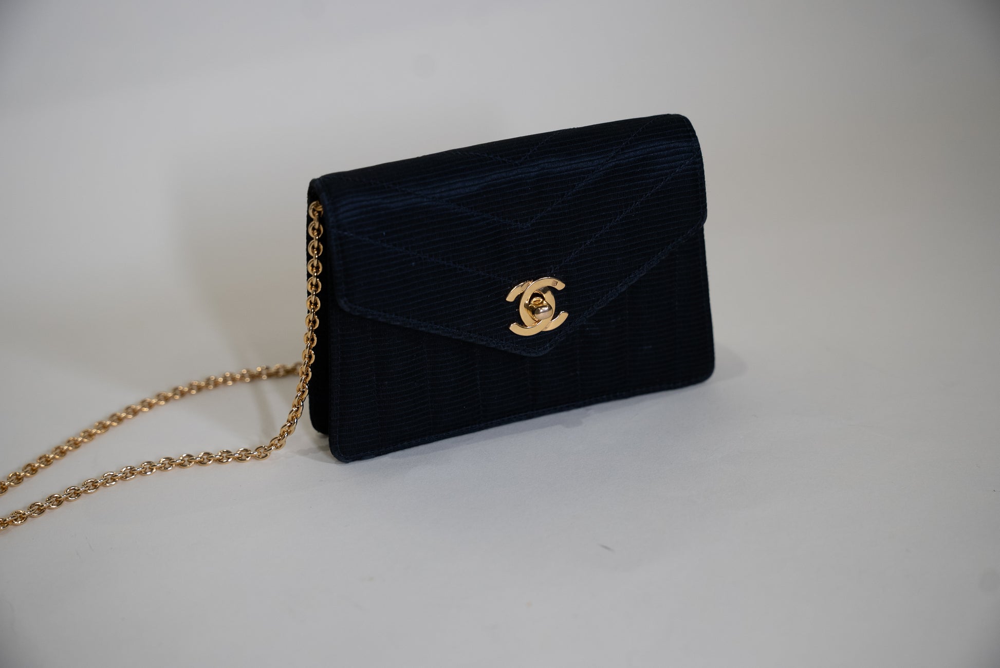 CHANEL, Bags, Chanel Blue Satin Envelope Quilted Envelope Clutch