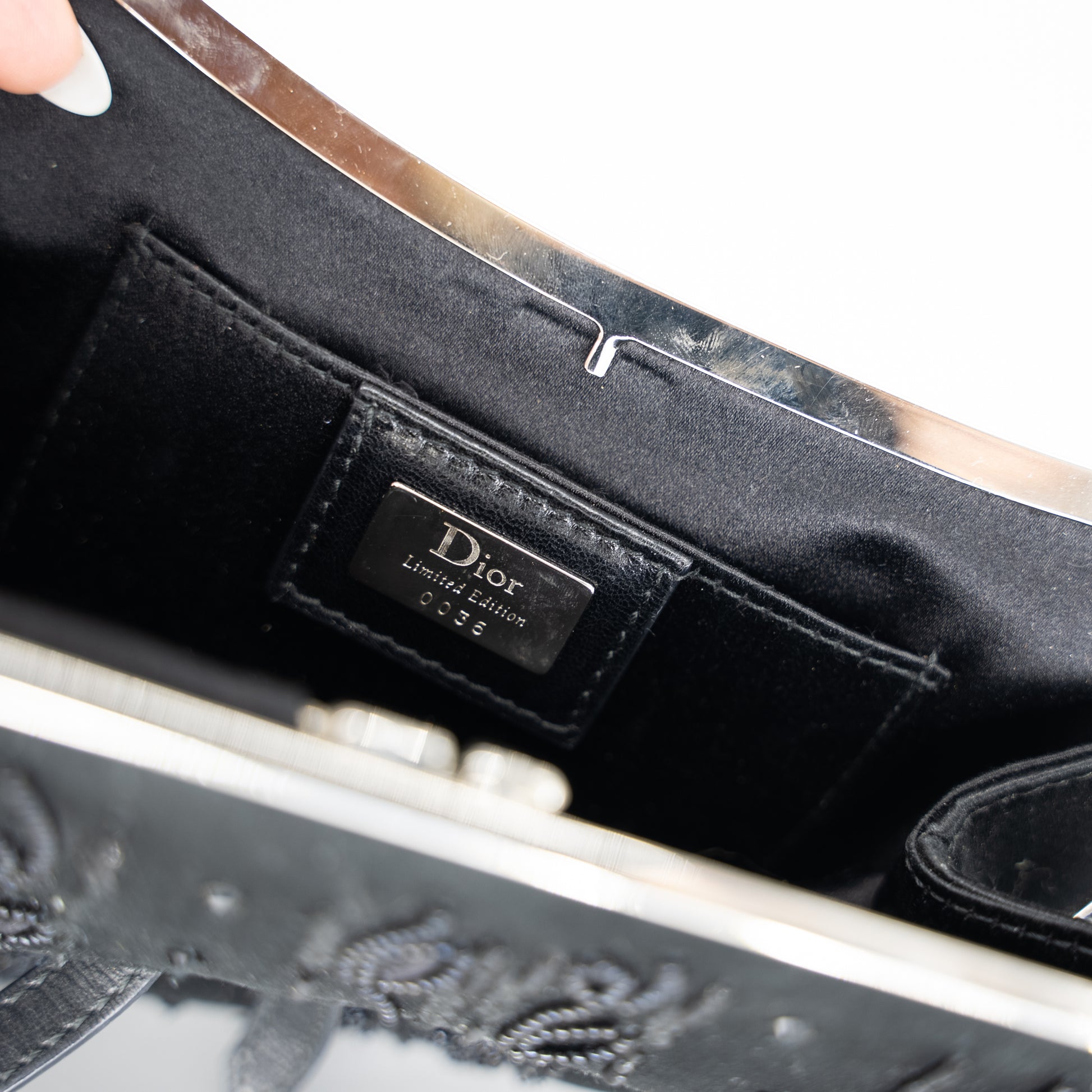 Dior Black Satin Mini Limited Edition Bead Embroidered Feather Saddle Bag  Dior