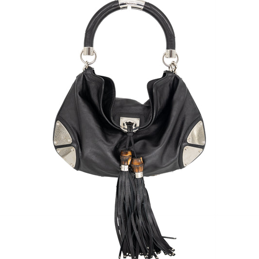 Gucci Leather Indy Baboushka Hobo Tassle Handbag
