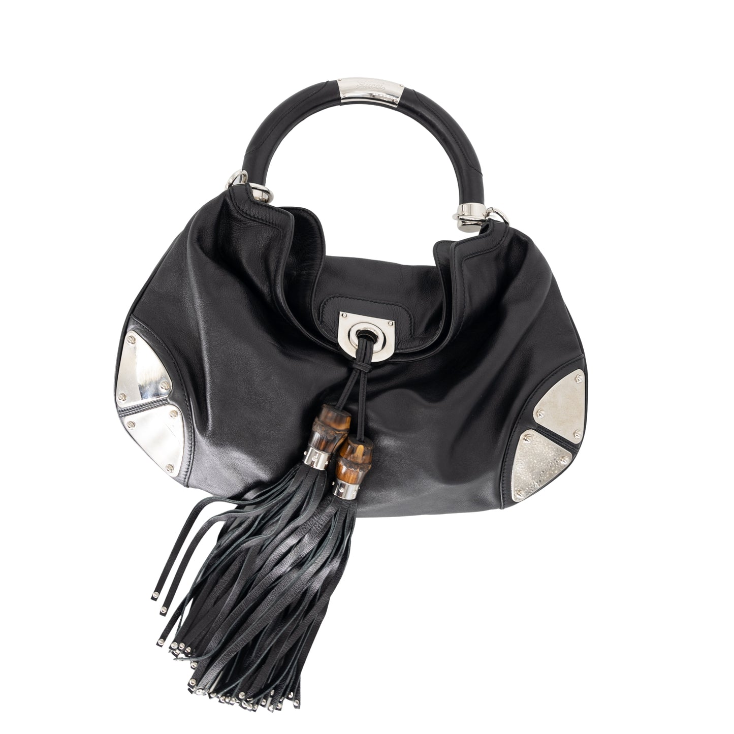 Gucci Leather Indy Baboushka Hobo Tassle Handbag