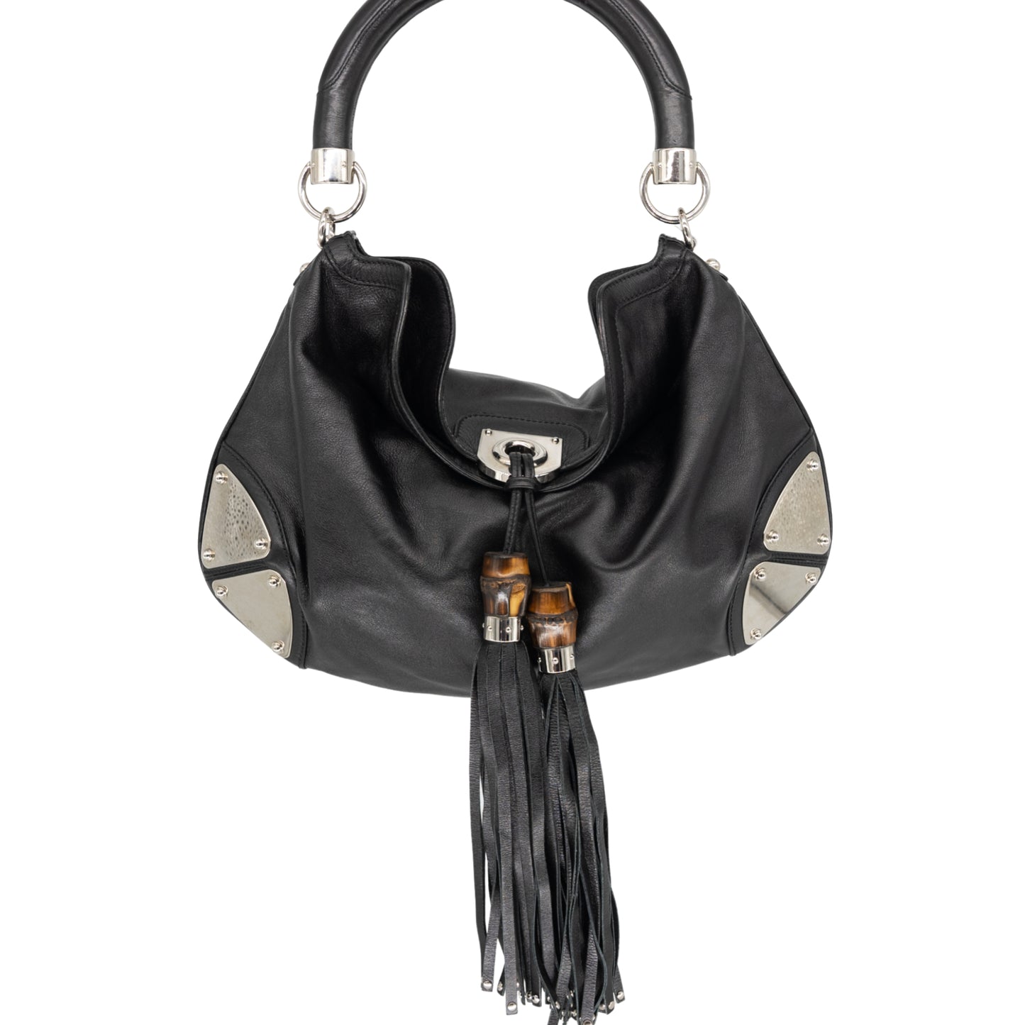 Gucci Leather Indy Baboushka Hobo Tassle Handbag